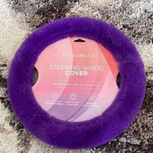 Carbella Pink Faux Fur Fuzzy Steering Wheel Cover, Standard 14.5- 15 Inch